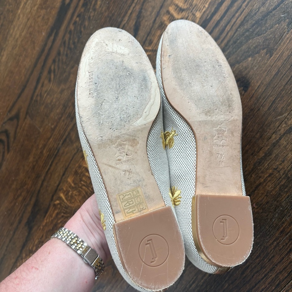 Jon Josef White and Gold Embroidered Bee Loafers - Picture 9 of 9
